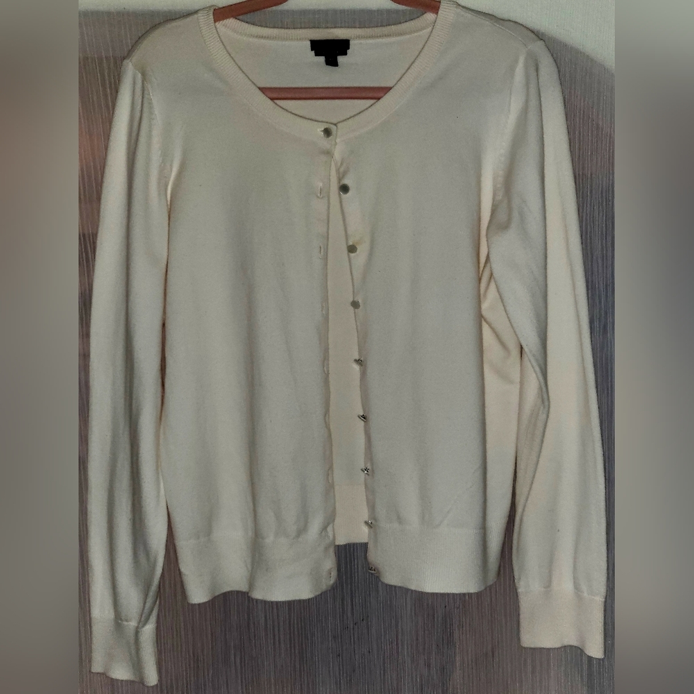 Talbots Cream Pima Cotton Cardigan - M